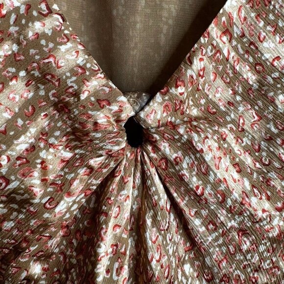 Vintage Talbots Babydoll Blouse Top Sz 16 Petite Brown Tan 100% Silk Y2K Fairy - Picture 7 of 11
